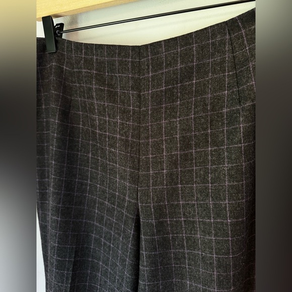 Vintage Talbots 100% Wool Charcoal Gray Check Lined Straight Leg Pants Size 10P - Picture 3 of 5
